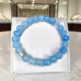 Faceted Aquamarine Bracelet with Stainless Steel Charm - 8 mm Faceted Aquamarine Bracelet with Stainless Steel Charm - 8 mm