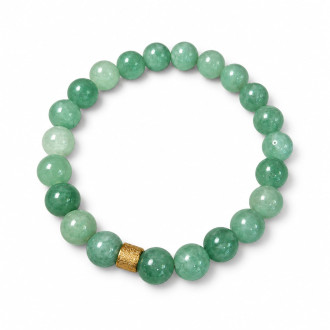 8 mm Jade Bracelet with Gold-Tone Stainless Steel Charm 8 mm Jade Bracelet with Gold-Tone Stainless Steel Charm