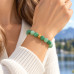 8 mm Jade Bracelet with Gold-Tone Stainless Steel Charm