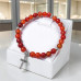 6 mm Carnelian Bracelet with Stainless Steel Cross Charm 6 mm Carnelian Bracelet with Stainless Steel Cross Charm