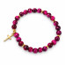 6 mm Pink Tiger's Eye Bracelet with Gold Stainless Steel Cross 6 mm Pink Tiger's Eye Bracelet with Gold Stainless Steel Cross