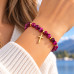 6 mm Pink Tiger's Eye Bracelet with Gold Stainless Steel Cross 6 mm Pink Tiger's Eye Bracelet with Gold Stainless Steel Cross