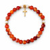 6 mm Carnelian Bracelet with Czech Crystals and Gold Stainless Steel Cross 6 mm Carnelian Bracelet with Czech Crystals and Gold Stainless Steel Cross