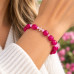 8 mm Faceted Pink Agate Bracelet with Czech Crystals and Wooden Cross