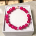 8 mm Faceted Pink Agate Bracelet with Czech Crystals and Wooden Cross