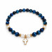 6 mm Blue Tiger's Eye Bracelet with Mother of Pearl Cross – Faith and Inner Strength