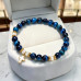 6 mm Blue Tiger's Eye Bracelet with Mother of Pearl Cross – Faith and Inner Strength