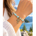 8 mm Amazonite Bracelet with Zirconia Gold-Tone Stainless Steel Cross Charm 8 mm Amazonite Bracelet with Zirconia Gold-Tone Stainless Steel Cross Charm