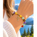 Mixed Gemstone Bracelet with Zirconia Gold-Tone Cross Charm – 8 mm Mixed Gemstone Bracelet with Zirconia Gold-Tone Cross Charm – 8 mm
