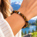 8 mm Tiger’s Eye Bracelet with Stainless Steel Charm 8 mm Tiger’s Eye Bracelet with Stainless Steel Charm