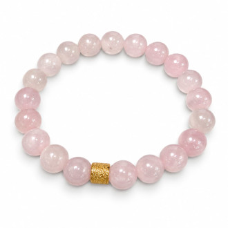 8 mm Rose Quartz Bracelet with Gold Stainless Steel Charm 8 mm Rose Quartz Bracelet with Gold Stainless Steel Charm
