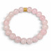 8 mm Rose Quartz Bracelet with Gold Stainless Steel Charm 8 mm Rose Quartz Bracelet with Gold Stainless Steel Charm