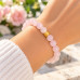 8 mm Rose Quartz Bracelet with Gold Stainless Steel Charm 8 mm Rose Quartz Bracelet with Gold Stainless Steel Charm