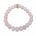8 mm Rose Quartz Bracelet with Gold-Tone Zirconia Charm 8 mm Rose Quartz Bracelet with Gold-Tone Zirconia Charm