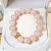 12 mm Rose Quartz Bracelet with Gold-Tone Charm