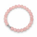 6 mm Rose Quartz Bracelet with Silver-Tone Stainless Steel Spacer