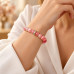 8 mm Pink Jade Bracelet with Zirconia Gold-Tone Stainless Steel Charm