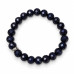 10 mm Faceted Blue Goldstone Bracelet with Silver-Tone Stainless Steel Spacer