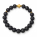 10 mm Lava Stone Bracelet with Gold-Tone Stainless Steel Cross