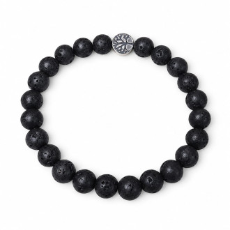 8 mm Lava Stone Bracelet with Stainless Steel Tree of Life Charm