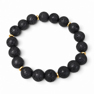 10 mm Lava Stone Bracelet with Metal Accents
