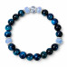8 mm Blue Tiger’s Eye Bracelet with Czech Crystals and Silver-Tone Accents