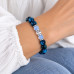 8 mm Blue Tiger’s Eye Bracelet with Czech Crystals and Silver-Tone Accents