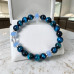 8 mm Blue Tiger’s Eye Bracelet with Czech Crystals and Silver-Tone Accents