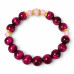 10 mm Pink Tiger’s Eye Bracelet with Czech Crystals and Gold-Tone Accents