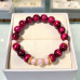 10 mm Pink Tiger’s Eye Bracelet with Czech Crystals and Gold-Tone Accents