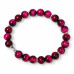 8 mm Pink Tiger’s Eye Bracelet with Silver-Tone Stainless Steel Charm