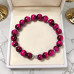8 mm Pink Tiger’s Eye Bracelet with Silver-Tone Stainless Steel Charm