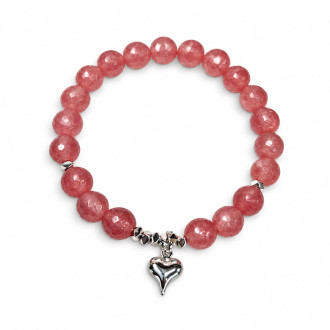 8 mm Strawberry Quartz Heart Bracelet 8 mm Strawberry Quartz Heart Bracelet