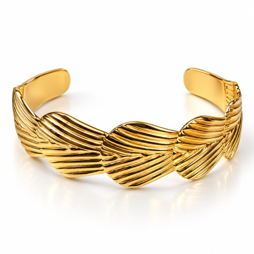 Gold-Tone Stainless Steel Shell Design Adjustable Bangle Gold-Tone Stainless Steel Shell Design Adjustable Bangle
