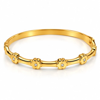 Gold-Tone Stainless Steel Flower Bangle Bracelet