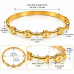 Gold-Tone Stainless Steel Flower Bangle Bracelet Gold-Tone Stainless Steel Flower Bangle Bracelet