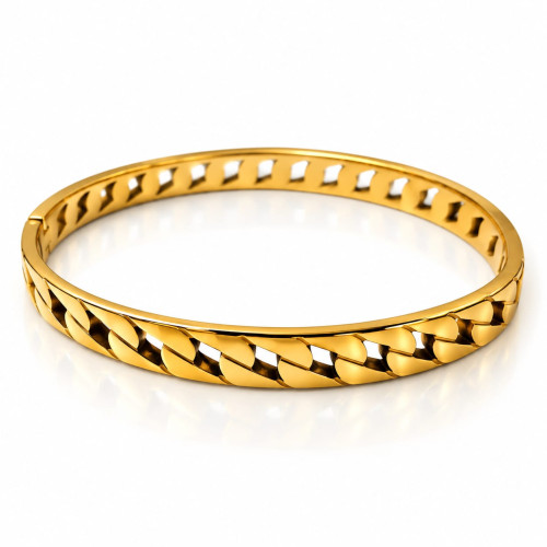 Gold-Tone Stainless Steel Chain Design Bangle Bracelet
