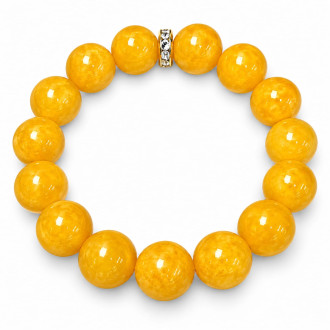 12 mm Yellow Quartz Bracelet with Zirconia Gold-Tone Stainless Steel Spacer