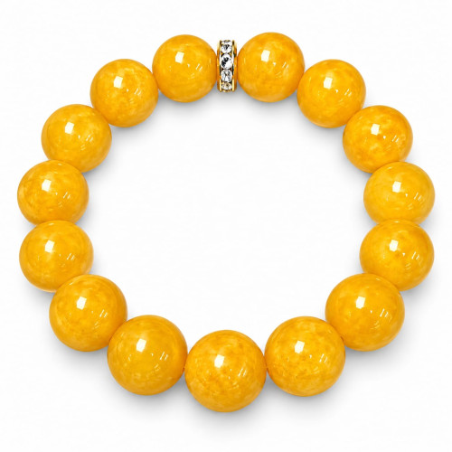 12 mm Yellow Quartz Bracelet with Zirconia Gold-Tone Stainless Steel Spacer 12 mm Yellow Quartz Bracelet with Zirconia Gold-Tone Stainless Steel Spacer