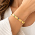 Gold Stainless Steel Multi-Colour Zirconia Eye Bangle