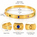 Gold Stainless Steel Multi-Colour Zirconia Eye Bangle