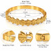 Gold Stainless Steel Leaf Bangle – Elegant Textured Design Gold Stainless Steel Leaf Bangle – Elegant Textured Design