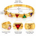 Gold Stainless Steel Bangle with Multi-Colour Triangle Zirconia Gold Stainless Steel Bangle with Multi-Colour Triangle Zirconia