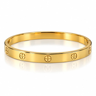 Gold Stainless Steel Cross Bangle – Elegant Faith-Inspired Design