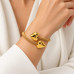Gold Stainless Steel Double Heart Bangle – Textured Mesh Design Gold Stainless Steel Double Heart Bangle – Textured Mesh Design