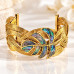 Gold-Tone Stainless Steel Bangle with Abalone Shell Leaf – Adjustable