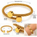 Gold-Tone Stainless Steel Twisted Cable Bangle – Adjustable