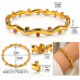 Gold-Tone Stainless Steel Wavy Bangle with Multi-Coloured Zirconia – Elegant Statement Bracelet Gold-Tone Stainless Steel Wavy Bangle with Multi-Coloured Zirconia – Elegant Statement Bracelet