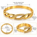 Gold-Tone Stainless Steel Bangle with Zirconia – Elegant Intertwined Design