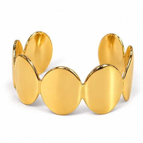 Gold Stainless Steel Oval Open Bangle – Adjustable Gold Stainless Steel Oval Open Bangle – Adjustable